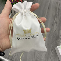 Pochette personnalisée en satin de soie blanc Sac d'emballage de parfum en satin de luxe Sac portable pochette à cordon en satin pour rouge à lèvres