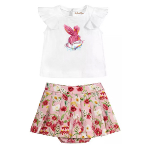 ชุดเดรสผ้าฝ้าย2ชิ้นสำหรับทารกแรกเกิดพร้อมกระโปรงพับและเสื้อยืดแขนสั้นชุดปาร์ตี้ฤดูร้อนตกแต่งลายสัตว์ - Product Image 1