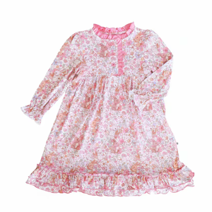 Vestido Infantil GLD1580 Personalizado con Estampado de Conejito de Pascua y Flores, Transpirable, Hasta la Rodilla, Venta al por Mayor - Product Image 1