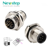 Vergoldeter M12 8-Pin Buchsen-Panelstecker, IP67 Wasserdichte Rundsteckverbindung, Vernickelte Messinghülle für Industriegeräte