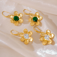 Nouvelles boucles d'oreilles pendantes Dazan 2027, plaqué or 18 carats, en acier inoxydable hypoallergénique, motif tournesol vert vintage avec zircon, collection hiver.