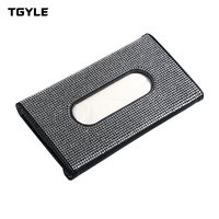 Boîte à mouchoirs en cuir rose clair, argenté, noir, bleu, ornée de cristaux, pour pare-soleil de voiture, kits d'intérieur, serviettes hygiéniques, mouchoirs et mouchoirs faciaux