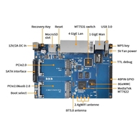 Routeur WiFi intelligent Banana Pi BPI R64 - Routeur sans fil haute vitesse double bande avec 5 ports Gigabit et 1 Go de DDR3