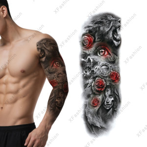 Tatuaje Temporal de <span class=keywords><strong>Manga</strong></span> Completa de Larga Duración, Tatuaje de Animal Totem, Tatuaje Temporal de Gran Tamaño para Hombre - Product Image 6