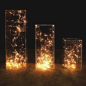 Acrylic Flower Square Stand Wedding Transparent Acrylic Decorative Plinths <b>Clear</b> Cake Display Stand for Party - Product Image 2