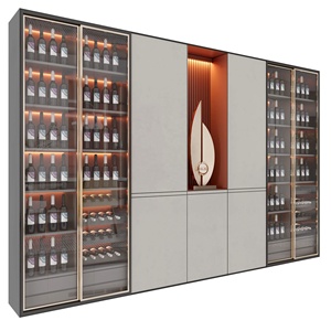 PA luxury dining room furniture modern wooden glass display rack wine cabinet