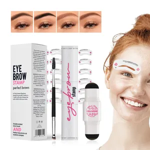 Eyebrow Stamp Shaping Kit Haaransatz Shadow Powder 4-Farben-Doppelkopf-Augenbrauenstempel und Schablonen set
