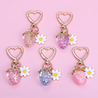 Porte-clés Pendentif Charme Sac et Voiture, Motif Fleur Rose Fraise Cadenas d'Amour, Accessoire de Mode Mignon, Idéal Cadeau
