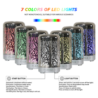 Diffuseur d'huiles essentielles ultrasonique en métal de 100 ml avec 7 lumières, arrêt automatique sans eau, sécurité, diffuseur d'arômes en métal, fabrication en usine