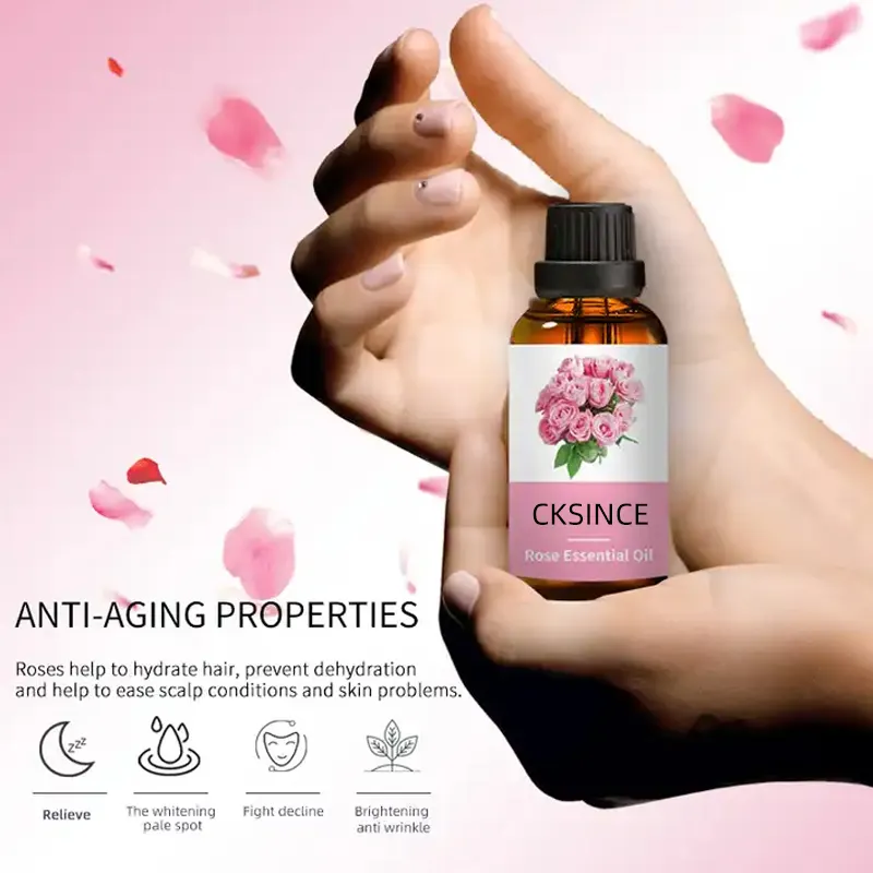Gratis sampel cksejak dropshipping pemasok aroma cair minyak esensial mawar alami penggunaan minyak esensial untuk perawatan kulit