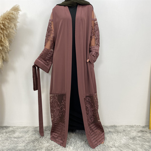 1546# Latest Designs New <strong>Model</strong> Dubai Wholesale Clothing Floral Lace Turkish Kimono <strong>Abaya</strong> - Product Image 2