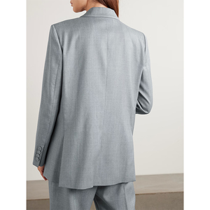 Light Grey Double-Breasted <strong>Blazer</strong> with Unique Pocket Design Button Decoration Tailored Suit Jacket for Formal <strong>Smart</strong> Casual - Product Image 3