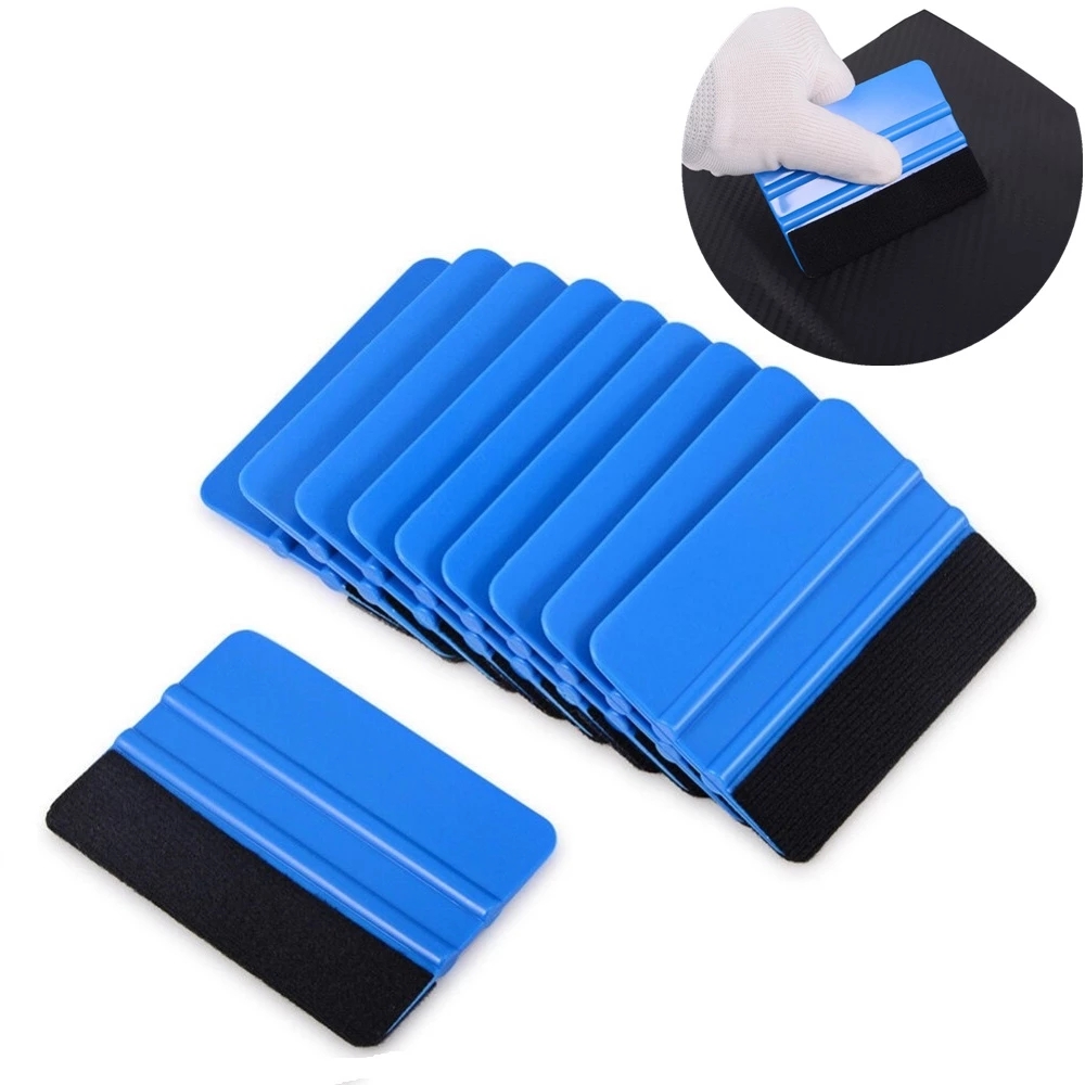 Y-120901Vinyl Carbon Fiber Window Ice Remover Cleaning Wash Car Scraper With Felt Squeegee Tool Film