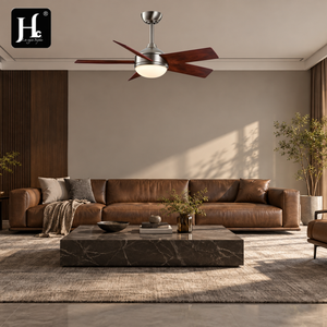 Ventilador de techo de 48 pulgadas con cinco aspas de aspecto de madera marrón y luz para dormitorios y salas de estar modernas. - Product Image 1