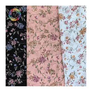 Smooth Neat Style Graceful Floral Print Pearl Chiffon Fabric