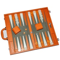 Ensembles de Backgammon en cuir de crocodile Planche de Backgammon de voyage en similicuir moyen de 15 pouces