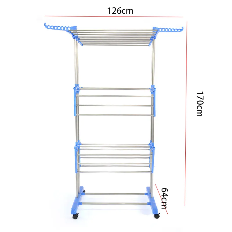 Customized Foldable 3 Tier Clothes Drying Collapsible Laundry Dryer Hanger Stand Indoor Outdoor Cloth Storage Rack
