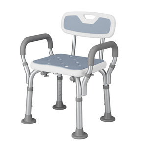 Chaise de douche avec accoudoirs et dossier, hauteur réglable 43-53 cm, pour personnes âgées et femmes enceintes, utilisation dans la salle de bain - Product Image 3