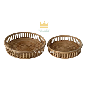Plateau en bambou de style minimaliste, tissé à la main, pour la table à manger, la décoration de la maison et des restaurants - Product Image 1