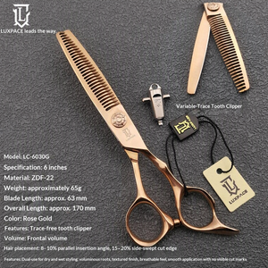 Forbici Sfoltitrici LUXPACE per Parrucchieri, Senza Tracce, Rotazione 3D, Denti a <span class=keywords><strong>L</strong></span> Variabili, Nessun Strappo ai Capelli, LC-6030T/6030G Giappone - Product Image 6