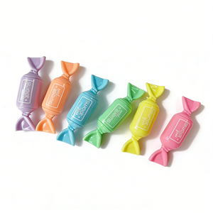 Surligneurs <span class=keywords><strong>en</strong></span> forme de bonbons, mini marqueurs fluorescents, papeterie mignonne, 6 pièces, couleurs <span class=keywords><strong>pastel</strong></span>, pour la prise de notes, fournitures scolaires et de bureau - Product Image 1