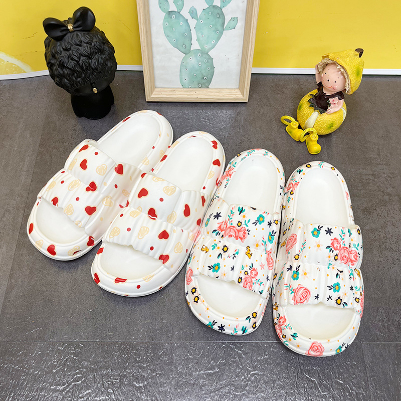 Love Print Summer EVA Slippers Women Thick Sole Home Slides Slippers Outdoor Shoes