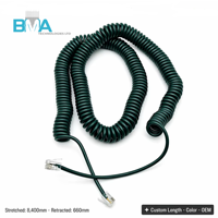Fabricant de câbles spirales sur mesure RJ9 RJ11 RJ12, fil à ressort UL20251 26AWG, correspondance des couleurs Pantone pour l'industrie et les communications