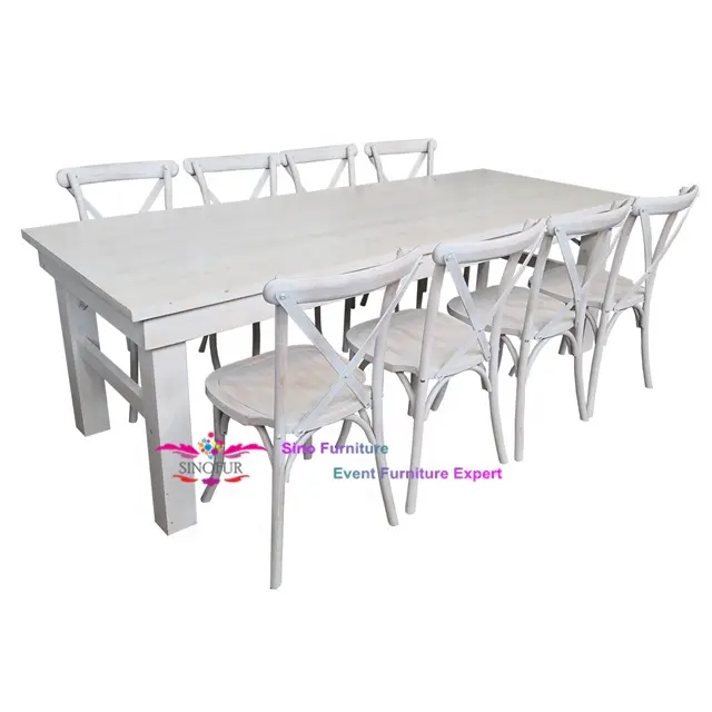 Белый твердый деревянный деревенский стол для фермы