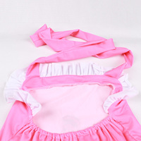 Maillot de bain une pièce rose doux pour bébé et jeune fille, avec volants au cou et nœud papillon, sans manches