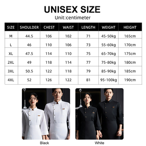 Uniformi <span class=keywords><strong>da</strong></span> <span class=keywords><strong>Chef</strong></span> per Hotel e Ristorazione, Giacche <span class=keywords><strong>da</strong></span> Cuoco per <span class=keywords><strong>Uomo</strong></span> e Donna, Taglie Grandi, Maniche Lunghe - Product Image 3