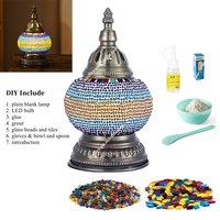 Turc marocain mosaïque verre lampe à la main Portable lampe de chevet avec Base en Bronze bricolage cadeau pour enfants chambre décor