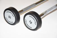 Ensemble d'haltères à poids fixe de qualité commerciale, barres droites et EZ-curl, construction en acier noir, design unisexe et poignées confortables