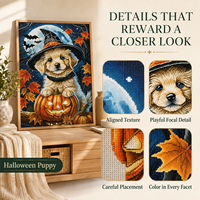 Kit de Peinture Diamant Carrée KS Craft avec Motif Chien Citrouille d'Halloween Mignon, Art Diamant Scintillant DIY pour Décoration de Maison Festive