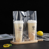 Sac transparent jetable d'emballage de tasse de thé de lait de café sac en plastique à emporter