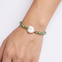 Bijoux hypoallergéniques faits à la main, bracelet en perles de riz en pierre naturelle colorée, perles de culture d'eau douce baroques en forme de cœur pour femmes