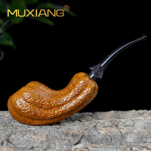 Muxiang Wooden Tobacco Pipe Bent Type Hand Carved Solid Wood Smoking Pipe For Men Traditional Style - Product Image 2