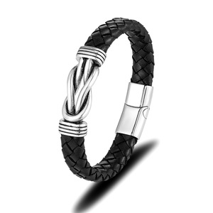 yunnique Men's Braided Leather Bracelet Stainless Steel Twisted Magnetic Clasp Rugged Trendy Jewelry Gift 19CM 21CM 23CM - Product Image 3