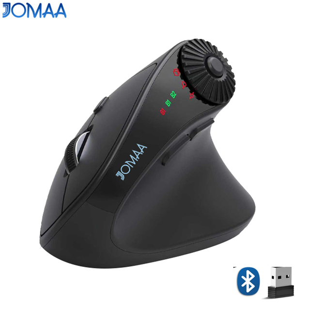 Ergonomic Side Scroll Wheel Mouse 4000CPI Office Wireless Vertical Mice with Horizontal Scrolling Function for PC Laptop Desktop