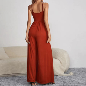 Stock Available Sexy Baggy Sleeveless Women Casual Long <strong>Jumpsuits</strong> One Pcs Solid Elegant <strong>Lounge</strong> Romper for Ladies - Product Image 3