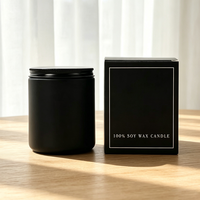 Vela Aromática en Frasco de Vidrio Cilíndrico Negro Mate, Larga Duración, Marca Privada, para Fragancia del Hogar, Regalo Decorativo para Festividades