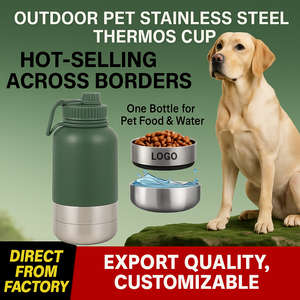 Botella de viaje para mascotas de acero inoxidable JZ de 32oz, juego de cuencos y comida de agua 3 en 1, aislado al vacío a prueba de fugas para perros y propietarios - Product Image 4