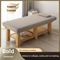 Lit de massage thaïlandais en bois massif pour salon de spa, table de massage professionnelle en bois avec base en bois et matelas confortable