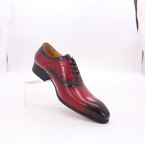 Classic Paisley Pointed Toe Leather <b>Shoes</b> Red Oxford Lace up Business Gentlemen Dress <b>Shoes</b> - Product Image 5