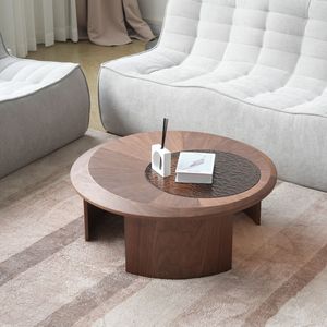 Mesa de Centro Moderna de Madera Creativa con Tapa de Pizarra Negra, Envío Directo, Muebles de Sala de Estar con Panel de Madera Ovalado, Voxhome USA - Product Image 4