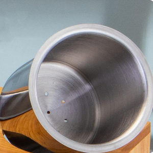 Portaposate in Acciaio Inox con Base in Legno, Organizzatore per Cucchiai, Coltelli e Forchette - Product Image 4