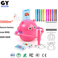 Robot Dessinateur Visage de Chat Cartoon pour Enfants de 6 à 12 Ans Doodle Bot Jouet 100 Cartes de Mots 16 Stylos de Couleur Plastique Unisexe