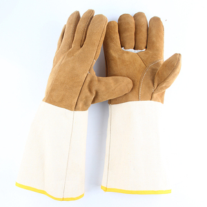 Gants <span class=keywords><strong>de</strong></span> <span class=keywords><strong>soudeur</strong></span> - Gants <span class=keywords><strong>de</strong></span> soudage électrique - Protection du travail résistante à l'usure - Cuir <span class=keywords><strong>de</strong></span> vachette anti-brûlure spécial - Longueur allongée - Product Image 4