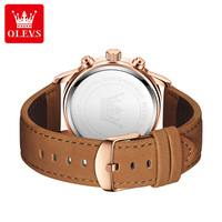 OLEVS 2912 Montre chronographe de luxe, à la mode, business, top time Deus Series Montre-bracelet à quartz multifonction rétro pour hommes