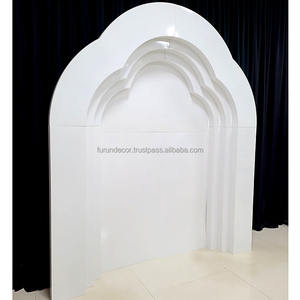 ศิลปะเหล็กขนาดใหญ่สีขาวโค้งซุ้มแต่งงานวัสดุโลหะอุปกรณ์ตกแต่งงานปาร์ตี้ - Product Image 4