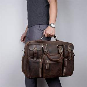 Bolso de viaje de negocios de Abogado de cuero genuino Vintage de fábrica, bolso de trabajo de mensajero, maletín para ordenador portátil de 15 pulgadas para hombres - Product Image 6